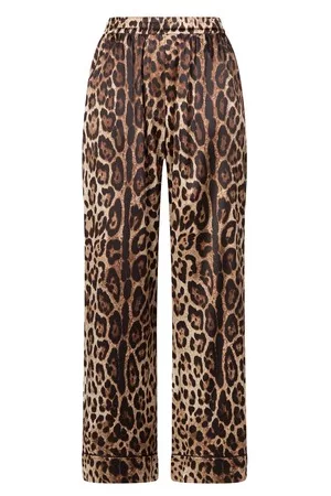 Dolce & Gabbana Pyjamahose aus Satin mit Leopardenprint