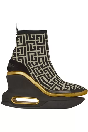 Balmain Wedge-Sneakers B-Bold aus Mesh mit Monogramm