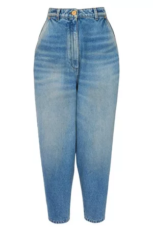Balmain Damen Cropped Jeans - Puff-Jeans aus verwaschenem Denim