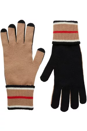 Burberry Damen Handschuhe - Kaschmir-Baumwollhandschuhe mit gestreifter Manschette