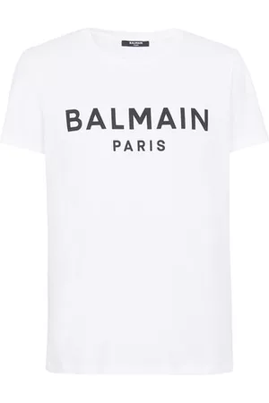 Balmain Herren Bedruckte T-Shirts - T-Shirt aus Baumwolle mit Logo-Print Paris