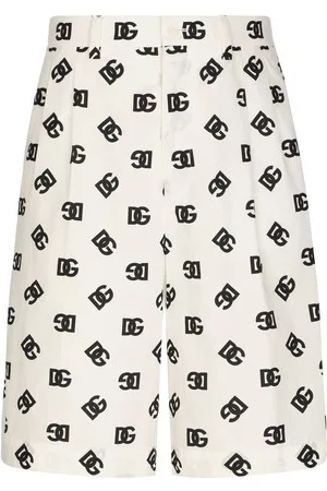 Dolce & Gabbana Herren Shorts - Shorts aus Popeline mit Monogramm-Print DG
