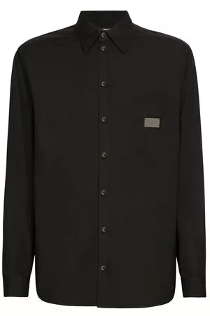 Dolce & Gabbana Herren Langärmlige Hemden - Hemd in Martini Fit aus Baumwolle mit Branding-Tag
