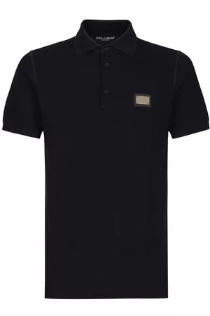 Dolce & Gabbana Herren T-Shirts - Poloshirt aus Baumwollpiqué mit Branding-Tag