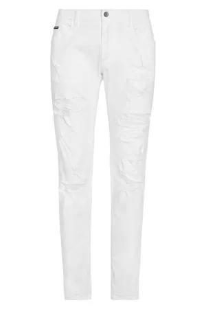 Dolce & Gabbana Herren Slim Jeans - Weiße Stretch-Jeans Skinny Fit