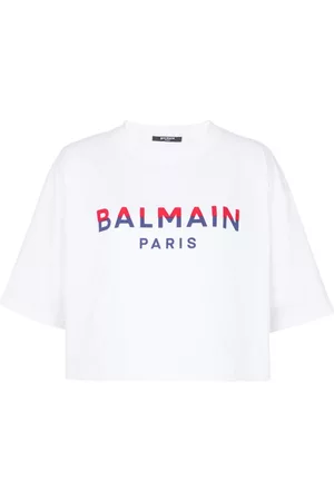 Balmain Damen T-Shirts - Beflocktes kurzes T-Shirt Paris