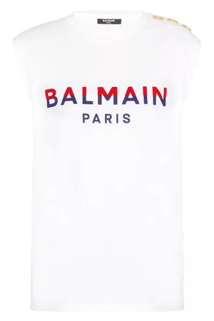 Balmain Damen Shirts - Beflocktes T-Shirt Paris