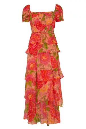 Farm Rio Damen Bedruckte Kleider - Langes Kleid Blooming Floral