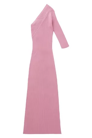 AERON Damen Asymmetrische Kleider - Geripptes asymmetrisches Langkleid Zero304