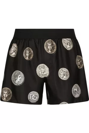 Dolce & Gabbana Herren Unterwäsche ohne Gummibund - Shorts aus Seide mit Münzprint