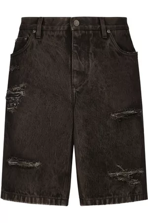 Dolce & Gabbana Herren Shorts - Bermuda-Cargoshorts in Washed-Optik aus Overdye-Jeans mit Distressed-Details