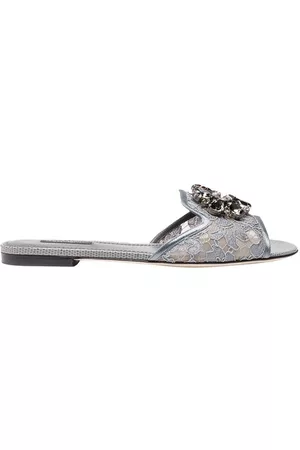 Dolce & Gabbana Damen Clogs & Pantoletten - Slides aus Spitze mit Kristallen