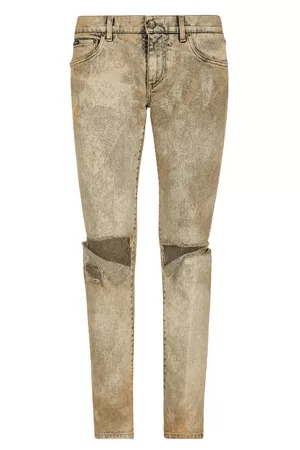 Dolce & Gabbana Herren Slim Jeans - Skinny-Jeans aus Stretchgewebe mit Overdye-Effekt und Rissen