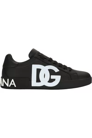 Dolce & Gabbana Herren Flache Sneakers - Sneakers Portofino aus Nappa-Kalbsleder mit DG-Logodruck