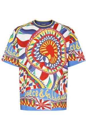 Dolce & Gabbana Herren Bedruckte T-Shirts - Baumwoll-T-Shirt mit Carretto-Print