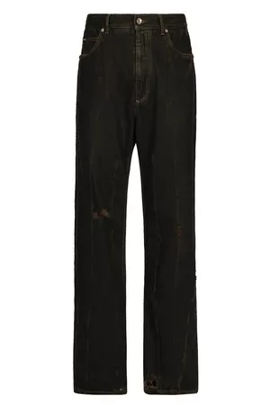 Dolce & Gabbana Herren Straight Jeans - Overdye-Jeans mit kleinen Abrieben