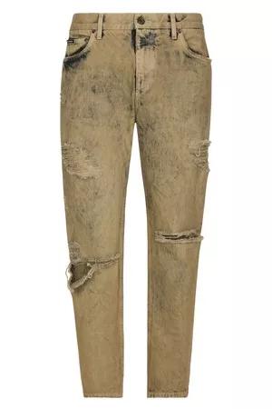 Dolce & Gabbana Herren Cropped Jeans - Loose-Fit-Stretchjeans mit Overdye-Effekt und Rissen