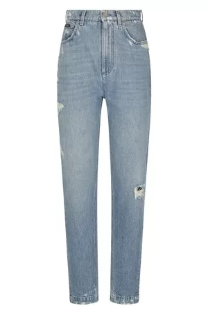 Dolce & Gabbana Damen Cropped Jeans - Jeans mit Mini-Rissen