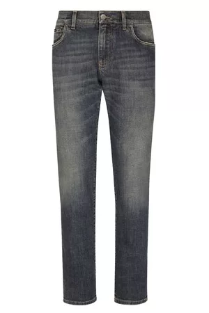 Dolce & Gabbana Herren Slim Jeans - Stretch-Jeans Skinny aus hellblauem Washed-Denim