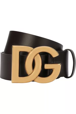 Dolce & Gabbana Herren Gürtel - Gürtel aus Lux-Leder mit gekreuzter DG-Logoschnalle