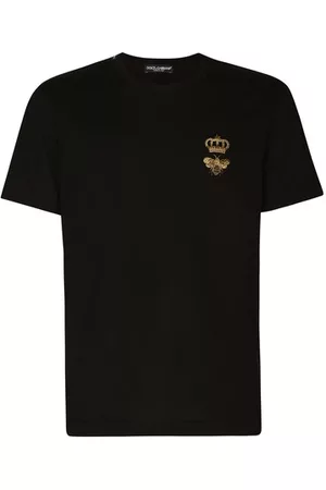 Dolce & Gabbana Herren T-Shirts mit Logo - T-Shirt aus Baumwolle mit Stickerei