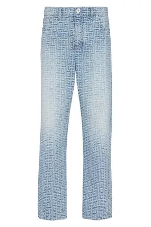 Balmain Herren Straight Jeans - Jeans aus Jacquard-Denim mit Monogramm