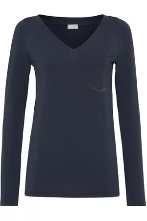 Brunello Cucinelli Damen Strickpullover - T-Shirt aus Jersey