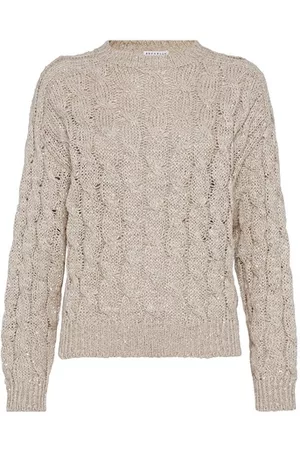 Brunello Cucinelli Damen Strickpullover - Gerippter Pullover mit Zopfmuster