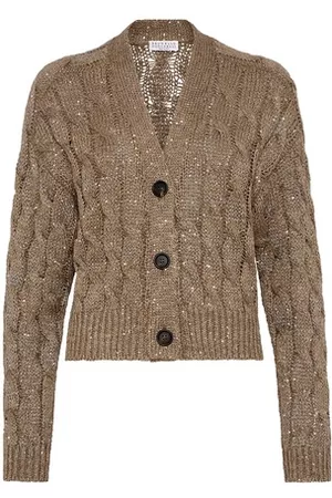 Brunello Cucinelli Damen Strickjacken mit Zopfmuster - Cardigan mit Zopfmuster