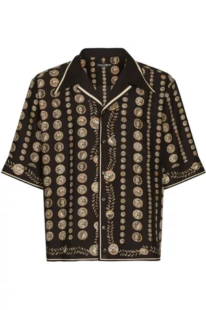 Dolce & Gabbana Herren Hemden - Hawaii-Hemd aus Seide mit Münzprint