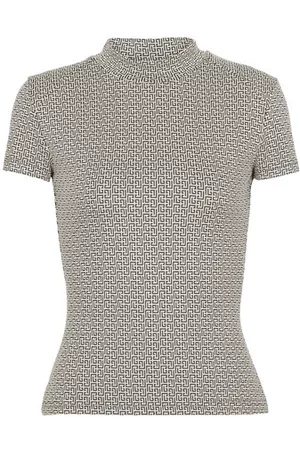 Balmain Damen T-Shirts - Top aus Monogramm-Jacquard Mini