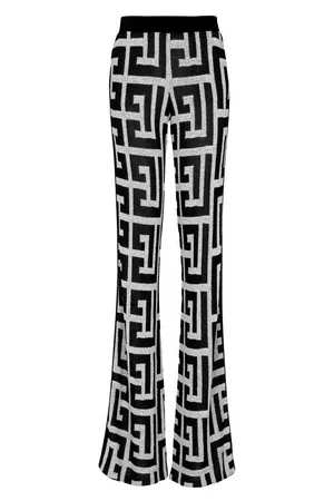 Balmain Damen Weite Hosen - Jersey-Hose mit Monogramm