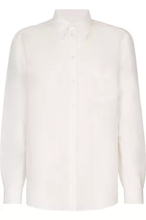 Dolce & Gabbana Herren Langärmlige Hemden - Martini-Hemd aus Leinenmix mit DG-Stickerei