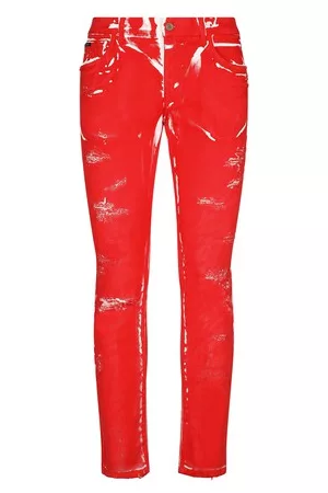 Dolce & Gabbana Herren Slim Jeans - Slim-Fit-Jeans aus Stretchgewebe mit Overdye-Effekt und Abrieben
