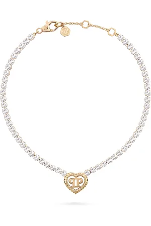 Philipp Plein Damen-Kette Edelstahl, recycelt, Kristall 54 Zirkonia 