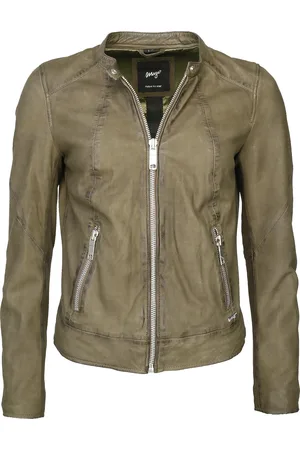 Maze Lederjacke mit Rundhalskragen 