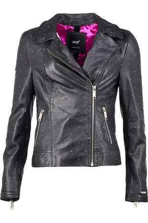 Maze Biker Lederjacke mit farbigem Innenfutter 