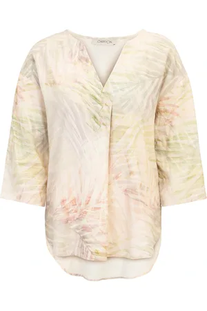 Cartoon Leinenbluse mit V-Ausschnitt