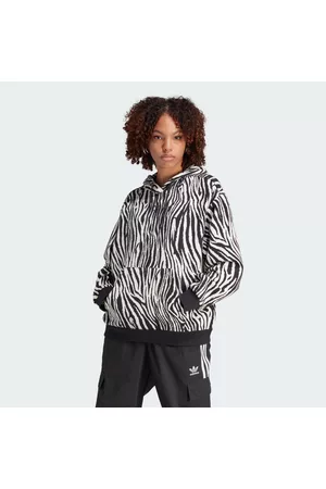 adidas Damen Animal Print Kleidung - Allover Zebra Animal Print Essentials Hoodie