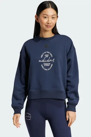 adidas Signature Graphic Print Fleece Loose Sweatshirt
