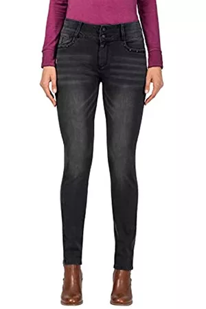 Timezone Damen Slim Jeans - Damen EnyaTZ Womanshape Slim Jeans, Black Brushed Wash 9058, 26W / 32L