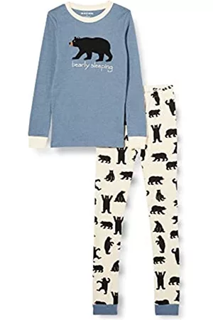 Hatley Winter Schlafanzüge - Unisex Bear Family Pajamas Pyjamaset, Kinder Schlafanzug-Set, langärmelig, Bär auf Blau, 6 Jahre