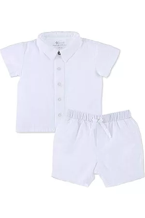 Sterntaler Jungen Outfit Sets - Jungen Set mit Kurzarm-Hemd und kurzer Hose, Mit lustigem Tier-Motiv, Alter: 5-6 Monate, Größe: 68, Weiß