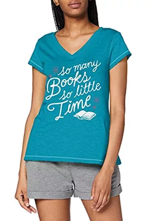 Hatley Damen Schlafanzüge - Damen Short Sleeve Pyjama Top Pyjamaoberteil, So Many Books So Little Time-Book Club, X-Large