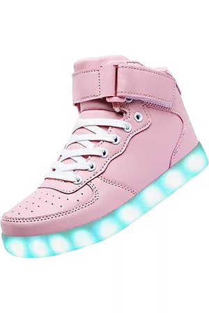 Odema Leuchtschuhe - Unisex LED-Schuhe High Top Light Up Sneakers für Damen Herren, Pink (rose), 34.5 EU