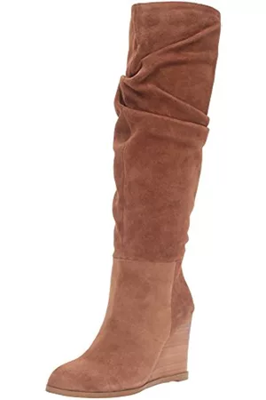 French Connection Damen Winterstiefel ohne Absatz - Damen Chevron Langschaft Schlupfstiefel, Braun (Tan 219), 36.5 EU