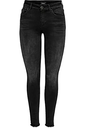 ONLY Damen Cropped Jeans - Damen Blush Jeans, Black Denim, L/34. EU