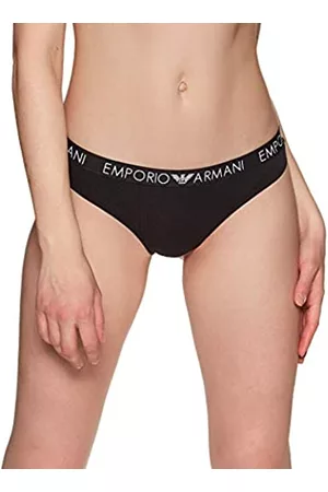 Emporio Armani Damen Slips - Damen Bi-pack g-streng ikonisk bomuld Unterw sche, Schwarz, XL EU