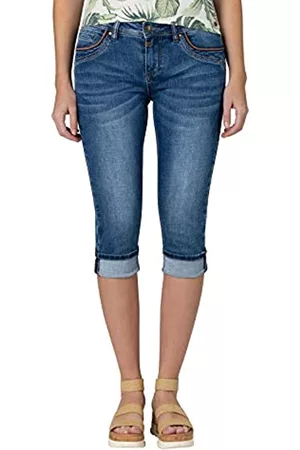 Timezone Damen Shorts - Damen Slim Talitz 3/4 Jeans Shorts, Sea Blue Wash, 27W EU