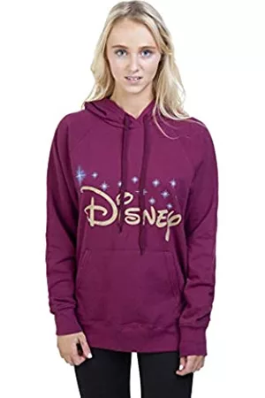 Disney Damen Sweatshirts - Damen Logo Hoodie Kapuzenpullover, Rot (Burgunderblau), 36